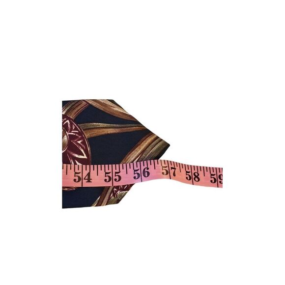 Vintage‎ Adolfo Abstract Blue Burgundy Silk Neck Tie Business Wedding Office - Picture 10 of 12